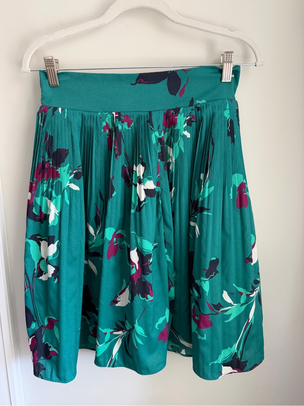 Merona Teal Floral Circle Skirt with Magenta and White Accents